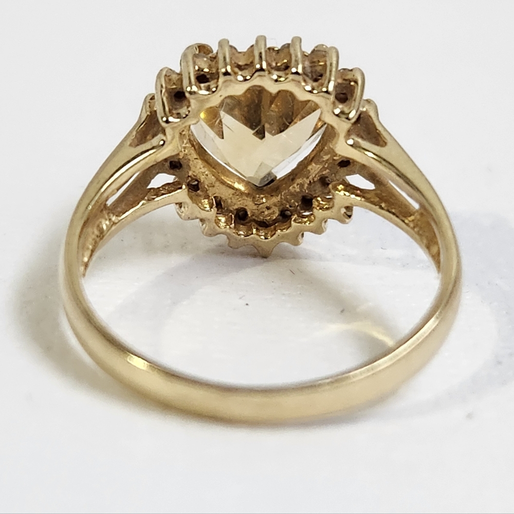 One Estate Owned 80's 14K Solid Gold Citrine & Diamonds 2.80cts 3.28g Ring Sz 7 - Picture 12 of 15